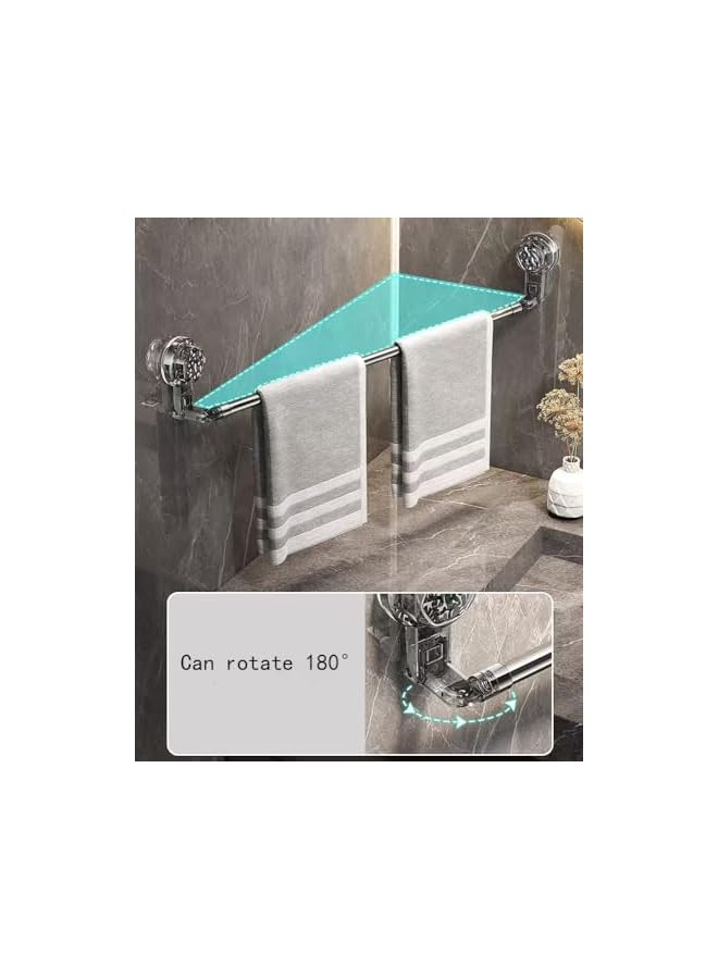 PROMASS Bathroom towel rack, non-fixed thickened stainless steel bathroom wall rack, bathroom and kitchen wall rack that can rotate on both sides and stretch in the middle. (50cm) - Image 3