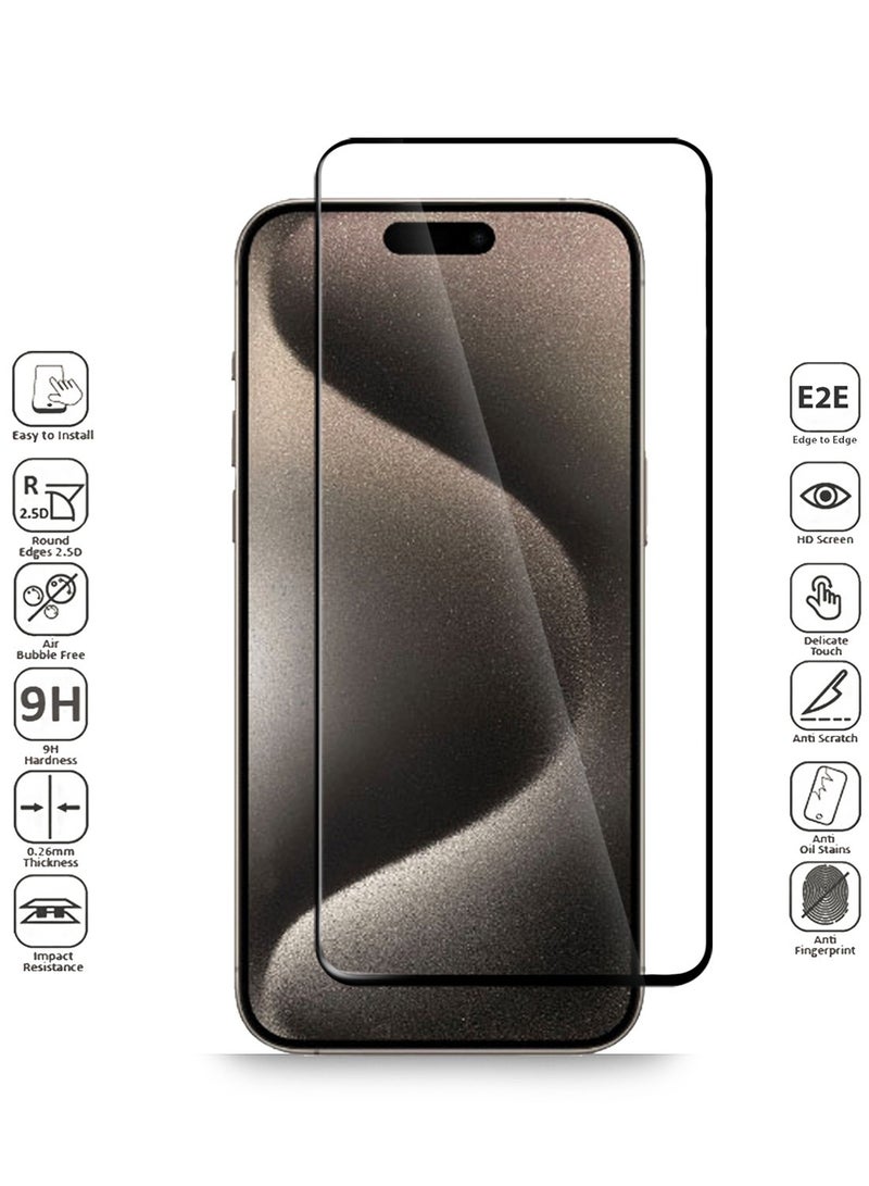 Techie Apple iPhone 15 Pro Full Cover HD Tempered Glass Screen Protector - Image 2