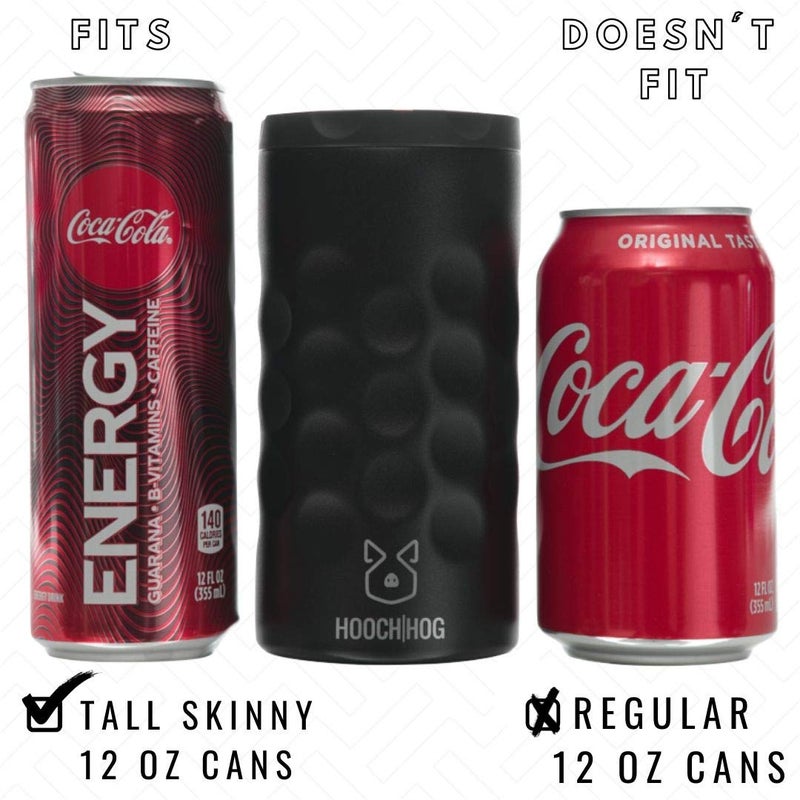 HOOCHHOG Hooch|Hog Slim Can Cooler Stainless Steel for 12 oz. Skinny Cans | 3x Insulated Beer Can Holder for Michelob Ultra  White Claw  Truly & Redbull (Black) - Image 5