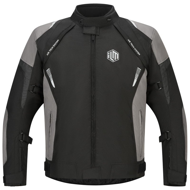 ILM Mens Motorcycle Jacket with CE Armor and Detachable Thermal Liner All Season Waterproof Jacket Model JF1GreyL - Image 2