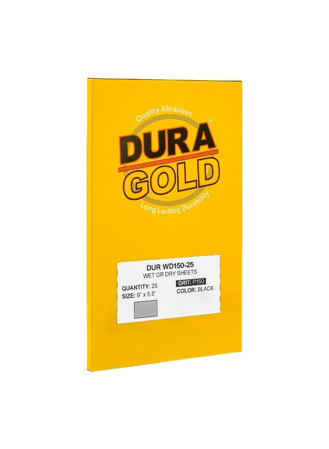 DuraGold Premium 150 Grit Wet or Dry Sandpaper Sheets 512 x 9 Box of 25 CoarseCut Sanding Detailing Polishing Automotive Woodworking Wood Furniture Metal Finishing Hand Sand Block Sander - Image 3