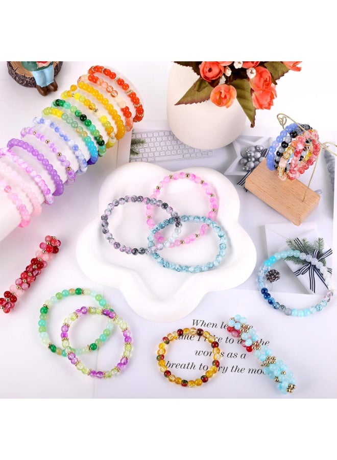 Capstro 1190PCS Crack Glass Beads Kit – 8mm DIY Bracelet Making Set with 48 Grid Organizer Box, Charms, Elastic String & Beading Needle for Jewelry Craft Gift for Girls & Kids – Green Glow - Image 4