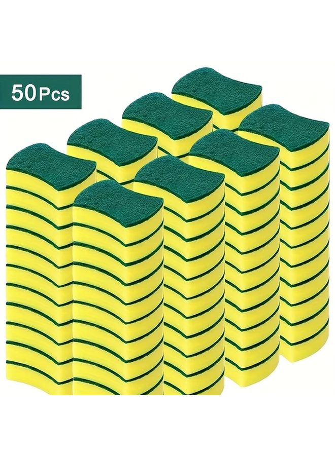 Value Pack Of 50 Versatile Double Sided Scouring Sponges For Dishwashing Kitchen And Home Cleaning - Image 1