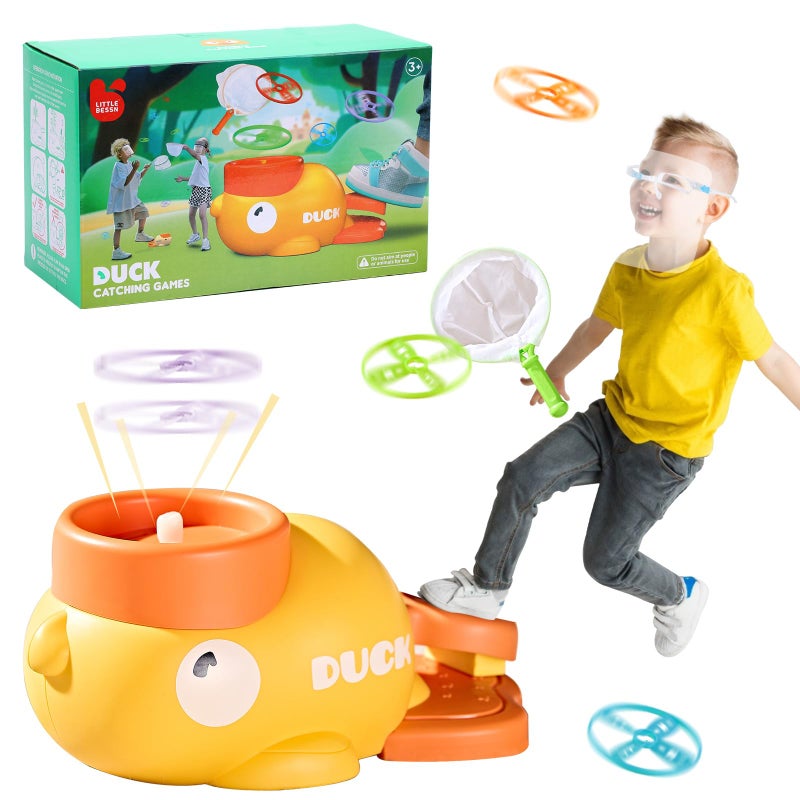 COUOMOXA Flying Disc Launcher for Kids: 3-12 Year Old Boys Girls Throw and Catch Outdoor Indoor Sports Game - Fun Family Activity Chasing Toys - Perfect Birthday Party Gift for Kid - Image 1