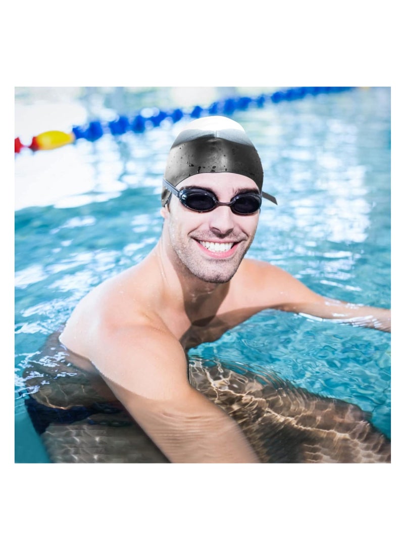 SYOSI 2 Pack Unisex Swim Caps Waterproof Silicone Swimming Caps Durable Elastic Non-Slip Bathing Swimming Pool Caps with Ear Plugs & Nose Clips for Women Men Adults Boys Girls  - Image 5