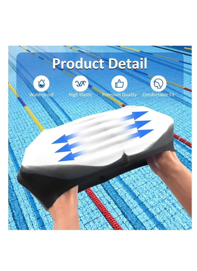 SYOSI 2 Pack Unisex Swim Caps Waterproof Silicone Swimming Caps Durable Elastic Non-Slip Bathing Swimming Pool Caps with Ear Plugs & Nose Clips for Women Men Adults Boys Girls  - Image 2