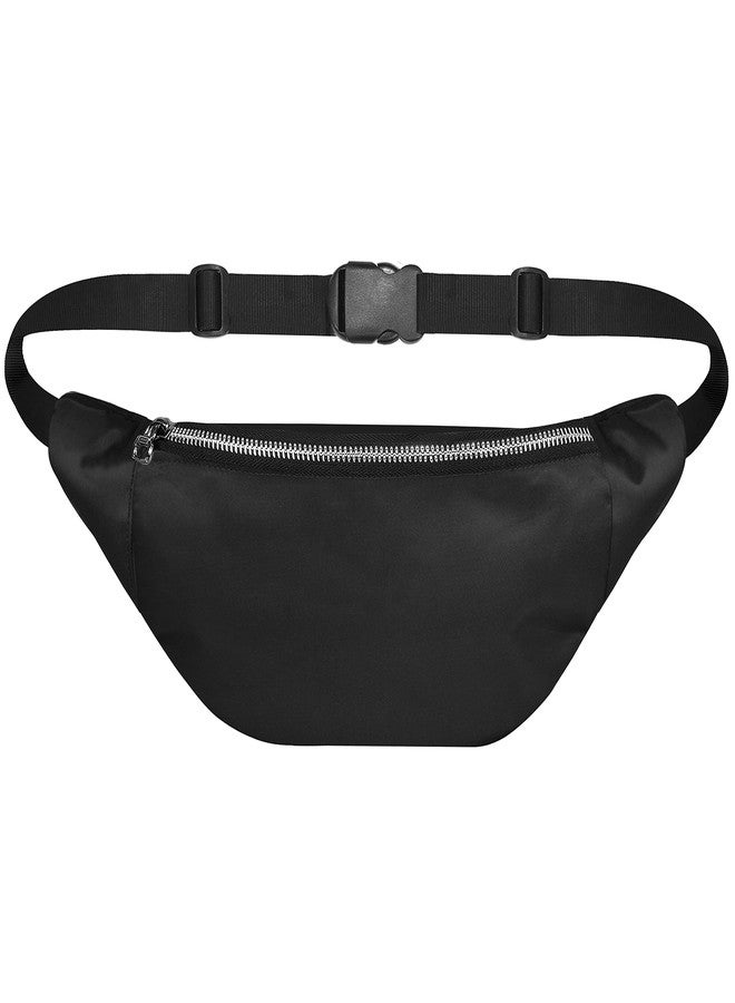 Syutm Unisex Waist Pack Travel Handy Hiking Zip Pouch Elegant Style Document Money Phone Belt Sport Bag Bum Bag for Men and Women Nylon Adjustable Strap (Jet Black Metal Zip) - Image 1