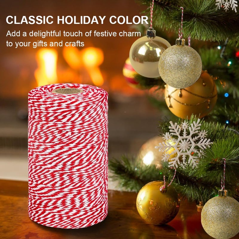 Tenn Well Red and White Twine, 656 Feet 200m Cotton Bakers Twine Ribbon for Baking, Butchers, Crafts, Gift Wrapping, Christmas Holiday Decorations - Image 4