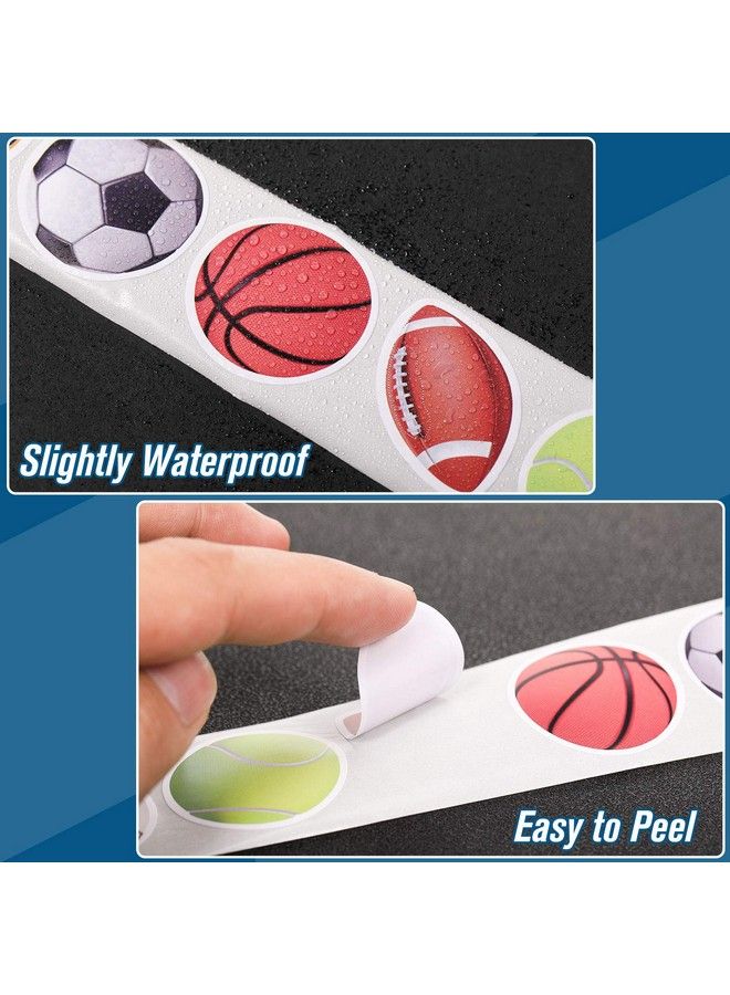 Outus 800 Pieces Mixed Sports Balls Stickers 1.38 Inches Waterproof Basketball Baseball Soccer Ball Football Tennis Golf Puck Volleyball Themed Party Decorative Stickers For Birthday Party C - Image 5
