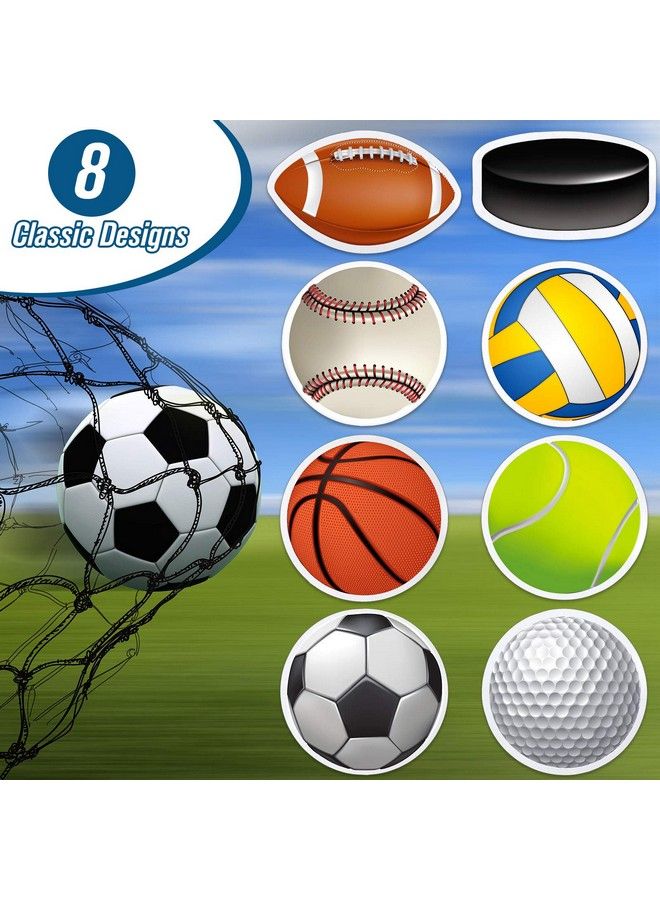 Outus 800 Pieces Mixed Sports Balls Stickers 1.38 Inches Waterproof Basketball Baseball Soccer Ball Football Tennis Golf Puck Volleyball Themed Party Decorative Stickers For Birthday Party C - Image 3