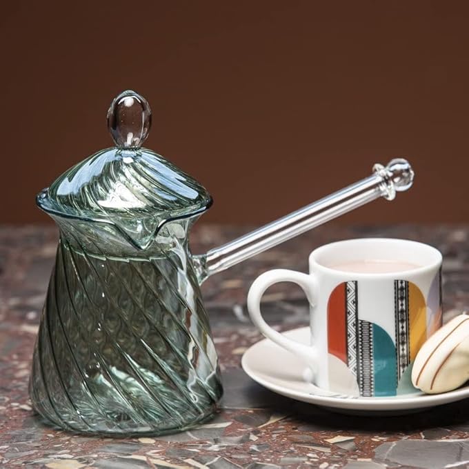 Silsal Handblown Glass Turkish Coffee Pot Green - Image 3