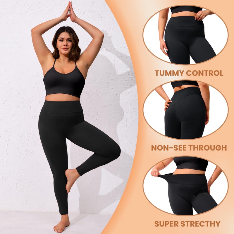 VALANDY Creamlush 3 Pack Plus Size Leggings for Women-High Waisted Soft Stretchy Yoga Pants,L-5XL - Image 5