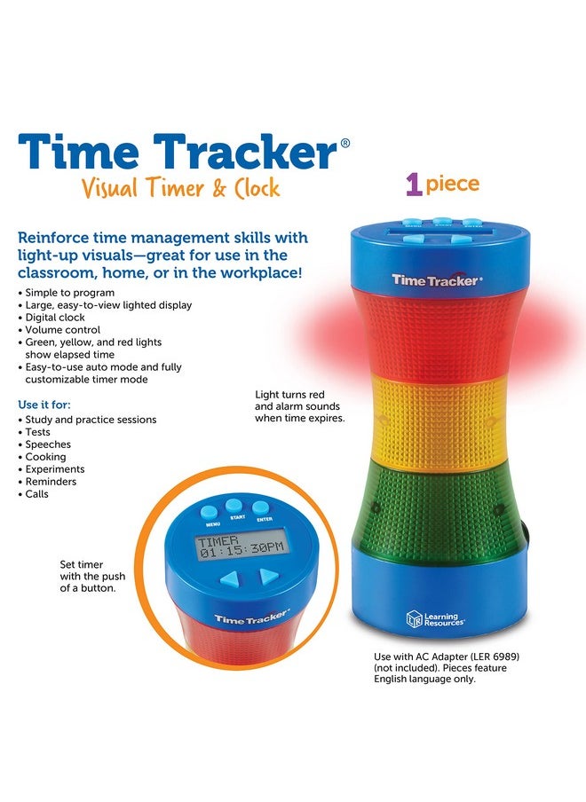 Learning Resources Learning Resources Time Tracker Visual Timer & Clock - 1 Piece, Classroom Tracker, Alarm Clock, Light Up Timer for Classroom, Visual Tracker  - Image 4