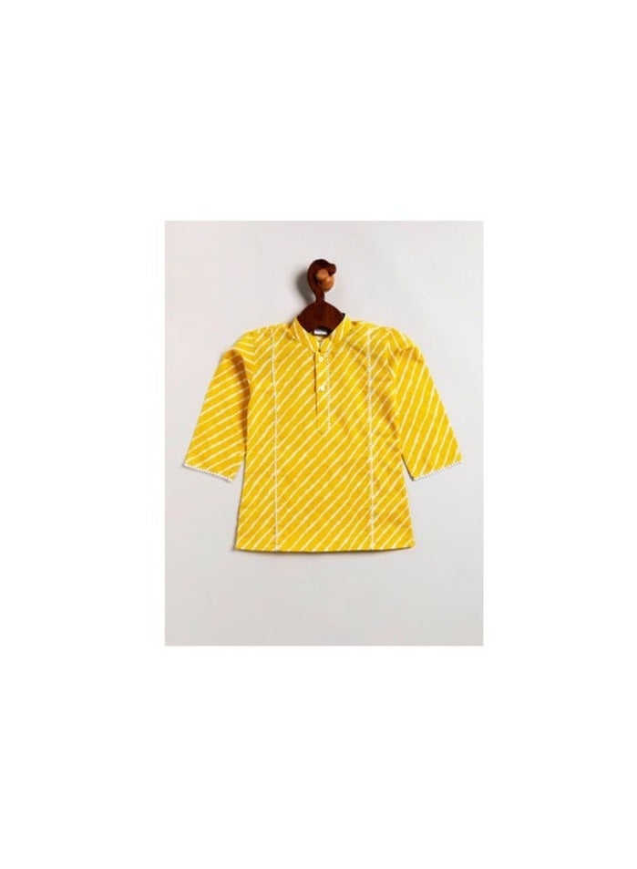 PRASHA Boys' Yellow And White Cotton Kurta and Pyjama Set - Image 2