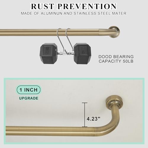 Lwiiom Antique Bronze Curtain Rod for Windows 28-120", Internal Splicing 1 Inch Diameter Disc, Adjustable Room Darkening Curtain with Aluminum Finials and Brackets, Wrap Around Design - Image 3