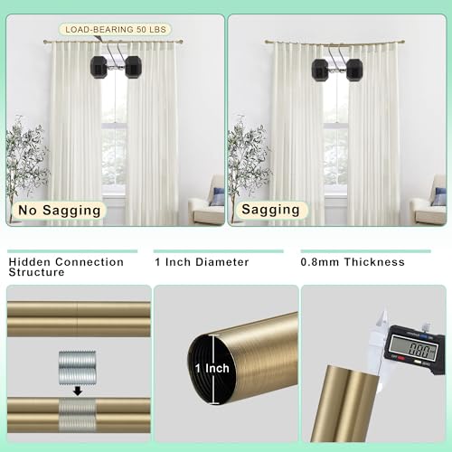 Lwiiom Antique Bronze Curtain Rod for Windows 28-120", Internal Splicing 1 Inch Diameter Disc, Adjustable Room Darkening Curtain with Aluminum Finials and Brackets, Wrap Around Design - Image 5