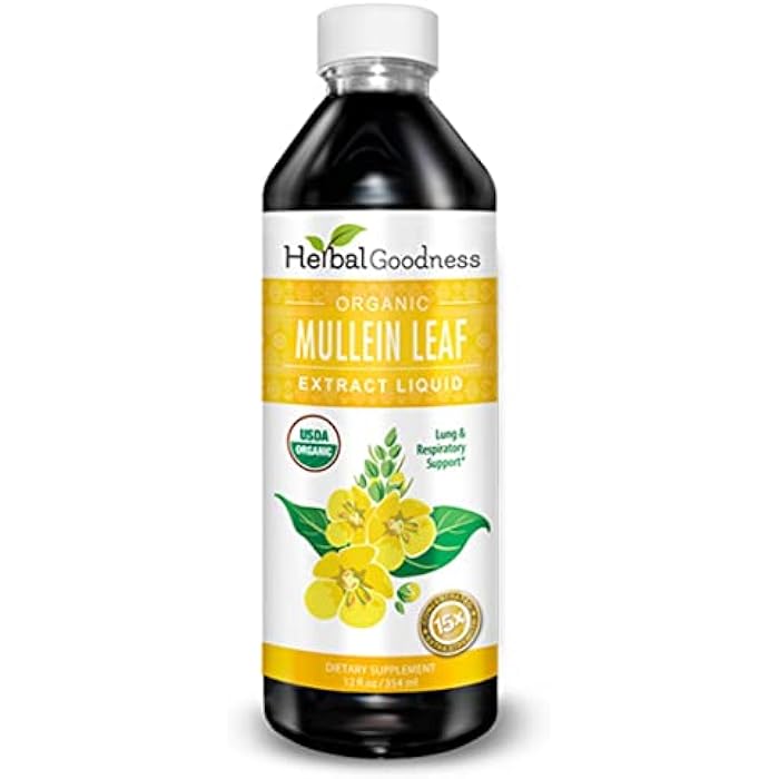 Herbal Goodness Mullein Drops for Lungs - Respiratory Support, Mullein Leaf Extract for Lungs, Bronchial & Lung Detox for Smokers, Organic Wild Mullen as Tea, Pills, Tincture - Made in USA - 12 Fl Oz - Image 5