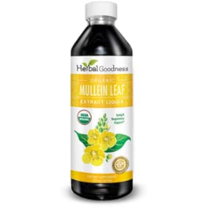 Herbal Goodness Mullein Drops for Lungs - Respiratory Support, Mullein Leaf Extract for Lungs, Bronchial & Lung Detox for Smokers, Organic Wild Mullen as Tea, Pills, Tincture - Made in USA - 12 Fl Oz - Image 2