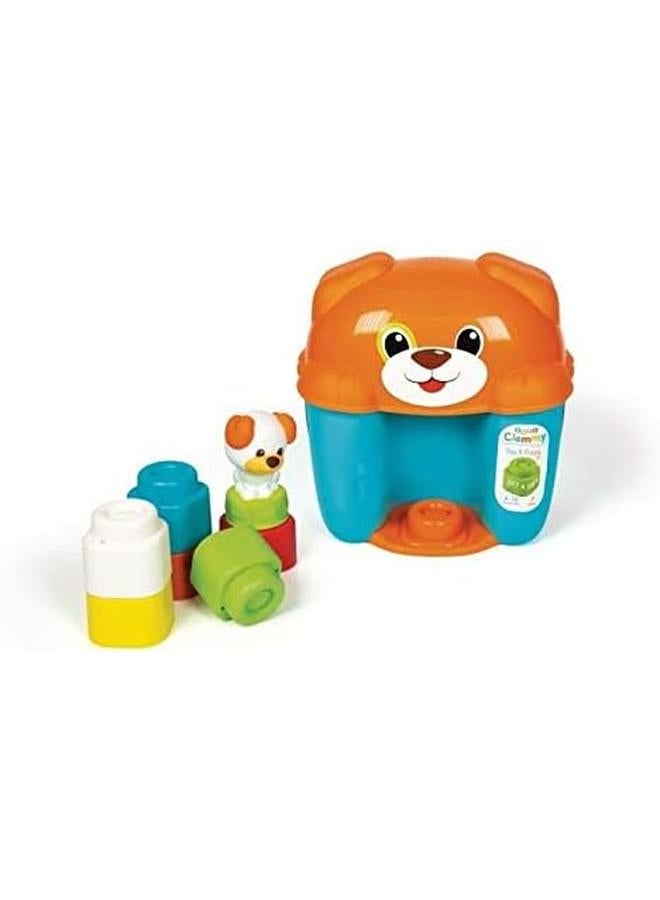 كلمينتوني لعبة دلو الكلب الناعمة مع المكعبات 7 قطع للأطفال من عمر 6 أشهر فما فوق - Image 2