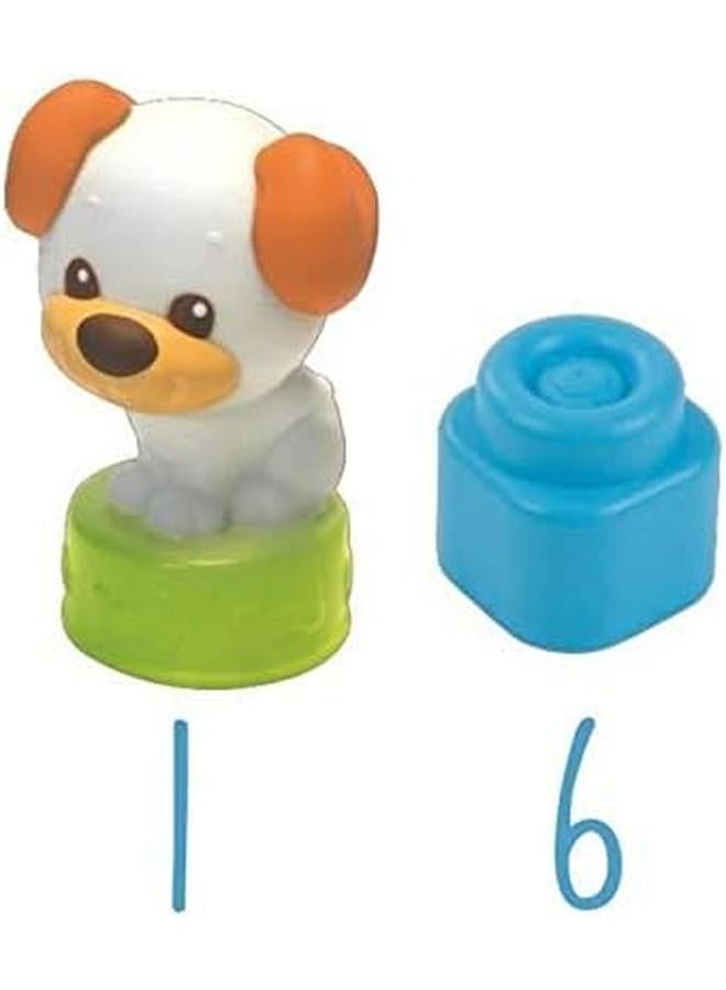 كلمينتوني لعبة دلو الكلب الناعمة مع المكعبات 7 قطع للأطفال من عمر 6 أشهر فما فوق - Image 4