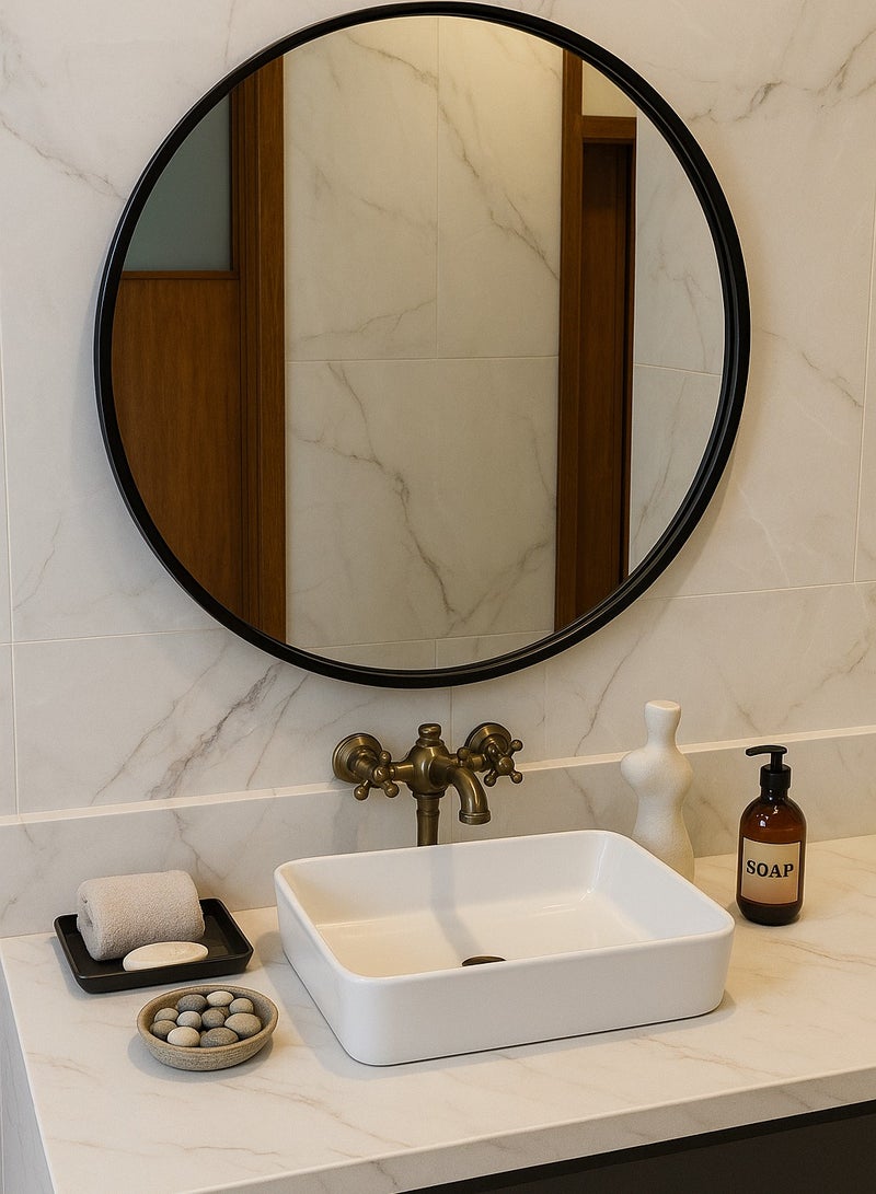 Glass Corner 40 Round Mirrors - Black - Image 3