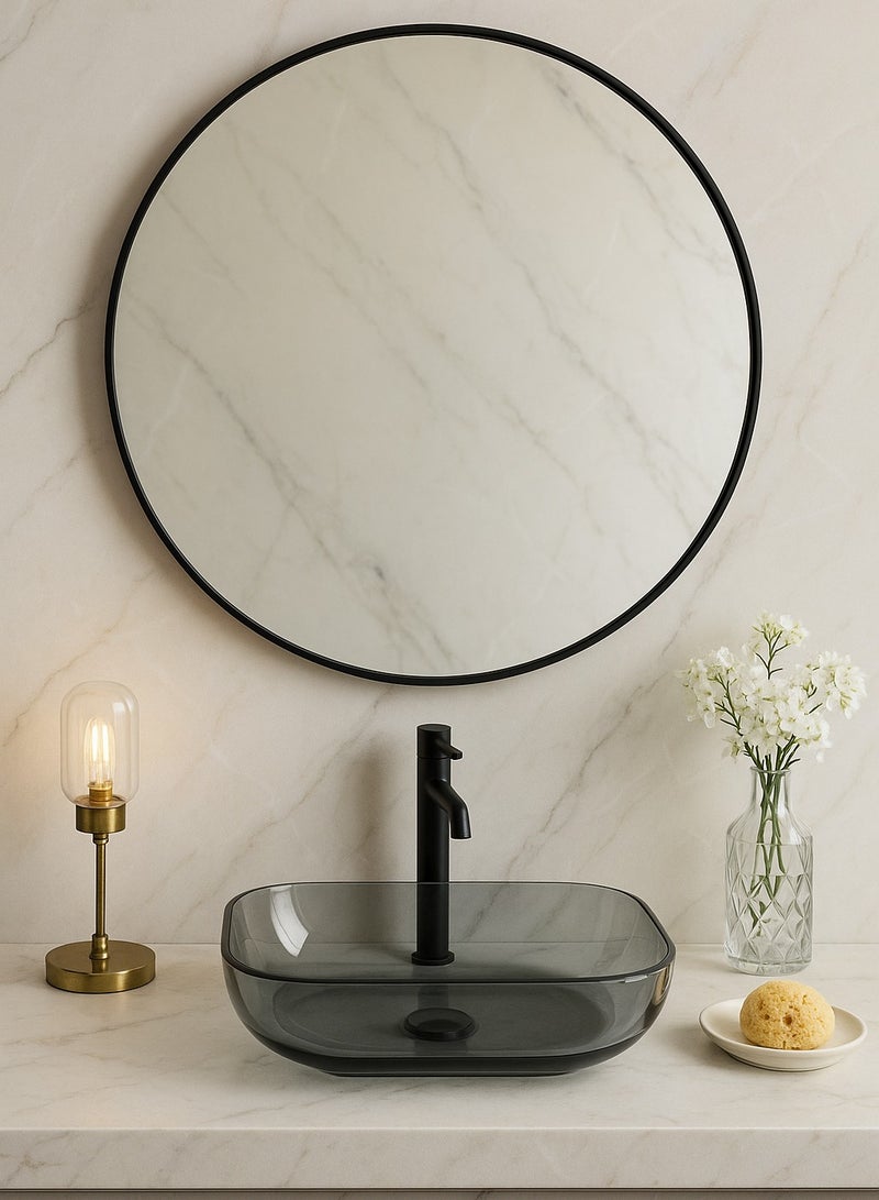 Glass Corner 40 Round Mirrors - Black - Image 1