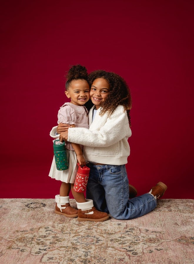 Simple Modern Kids Summit | Christmas Water Bottle with Straw Lid | 14oz Stainless Steel Cup Insulated Tumbler for Toddlers, School | Holiday Gifts for Girls Boys | Vintage Lights on Green - Image 2