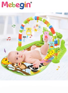 MEBEGIN Baby Play Mat with 5 Sensory Toys and Piano Board, Baby Piano Gym Mat with Colorful Animal Patterns, Early Development Playmat, Musical Activity Center, Interactiveactivity Center for Babies, Used for Lying, Sitting, Tummy Time, 3 AA Batteries Required(Not Included)  - Image 2