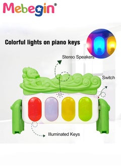 MEBEGIN Baby Play Mat with 5 Sensory Toys and Piano Board, Baby Piano Gym Mat with Colorful Animal Patterns, Early Development Playmat, Musical Activity Center, Interactiveactivity Center for Babies, Used for Lying, Sitting, Tummy Time, 3 AA Batteries Required(Not Included)  - Image 5
