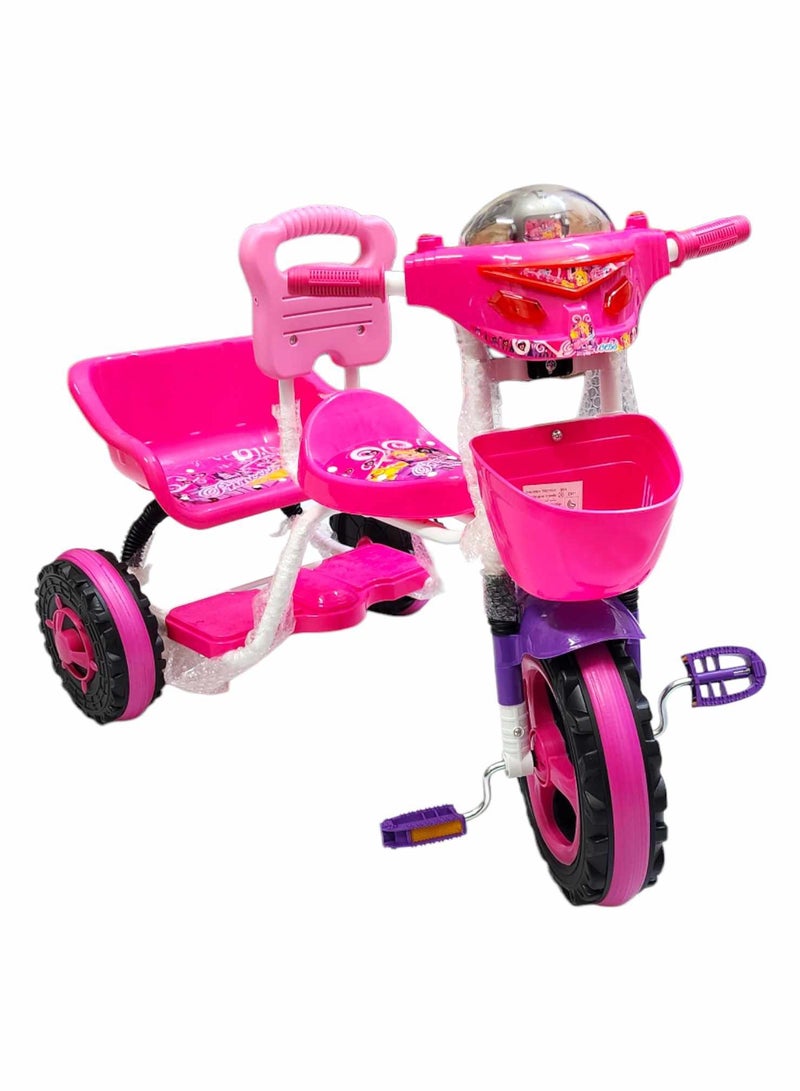 Tricycle Double Seated Plastic Bike Comfortable Seat With Sounds Light and Basket Non-Slip Grips For Kids  - Image 1