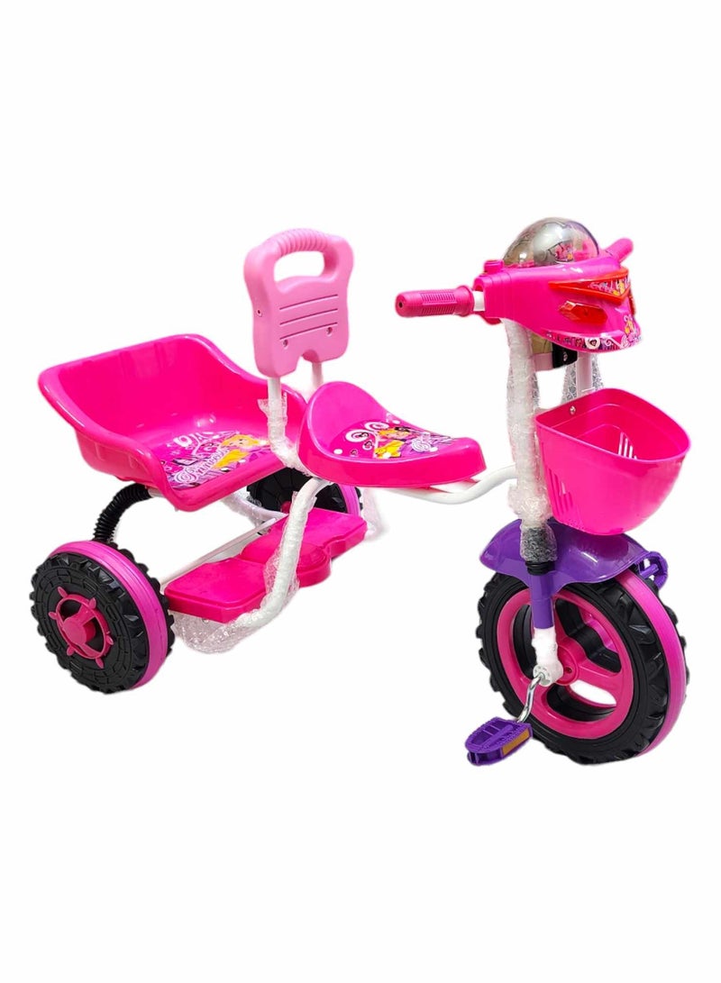 Tricycle Double Seated Plastic Bike Comfortable Seat With Sounds Light and Basket Non-Slip Grips For Kids  - Image 2