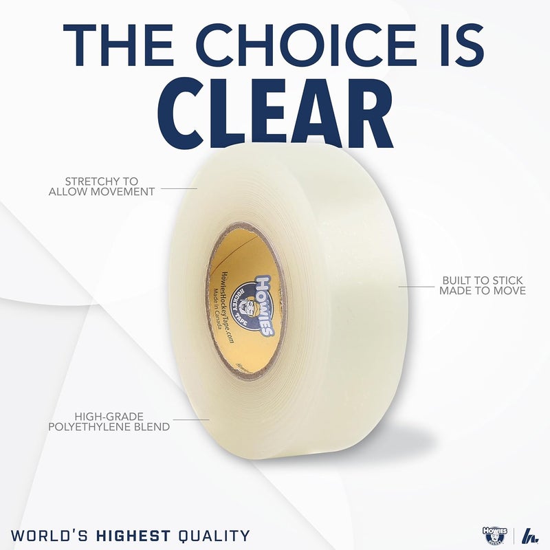 Howies Hockey Tape | 6-Pack Combos of Cloth Stick Tape (White/Black) & Shin Pad Tape (Clear) | Pro Grip & Durability | Made in USA - Image 3