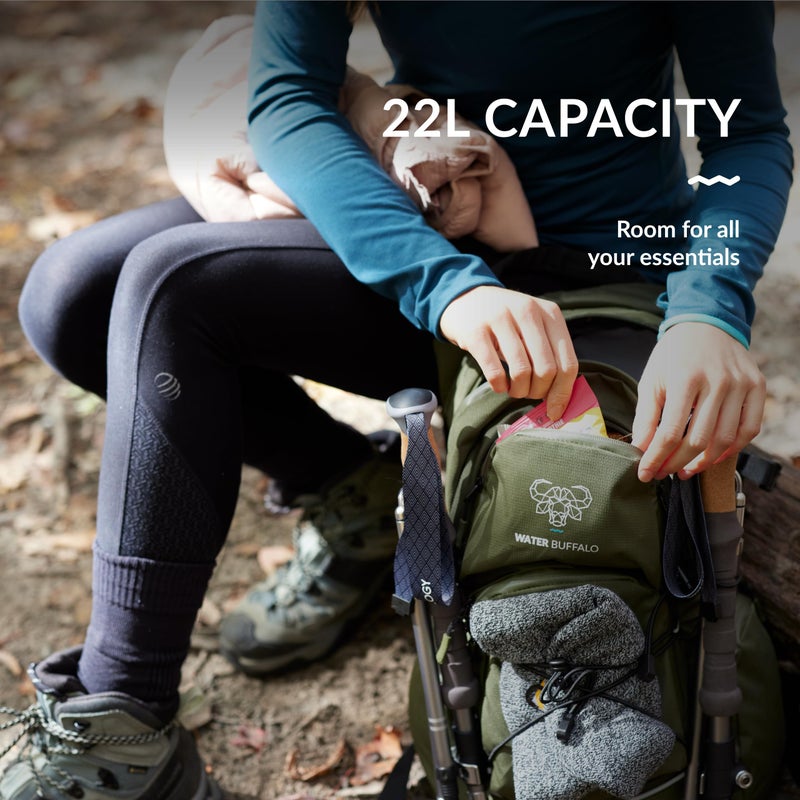 Water Buffalo Hydration Backpack - Sherpa 22L Hiking Backpack with Water Bladder - Water Backpack for Hiking with Waterproof Zippers, Phone & Pole Holders - Image 3