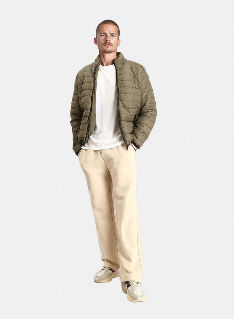 RAVIN Men Mock Neck Zipped Bomber Jacket Olive - Image 5