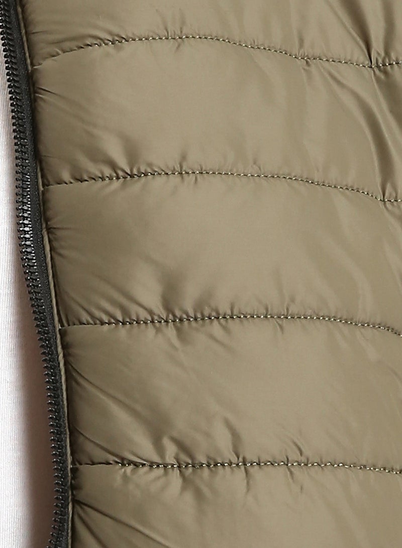 RAVIN Men Mock Neck Zipped Bomber Jacket Olive - Image 3