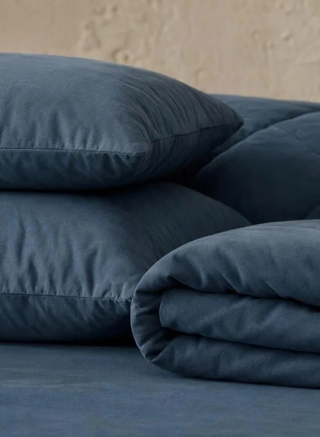Styli 1-Piece Solid Comforter Medium Blue, 90X100 Inches