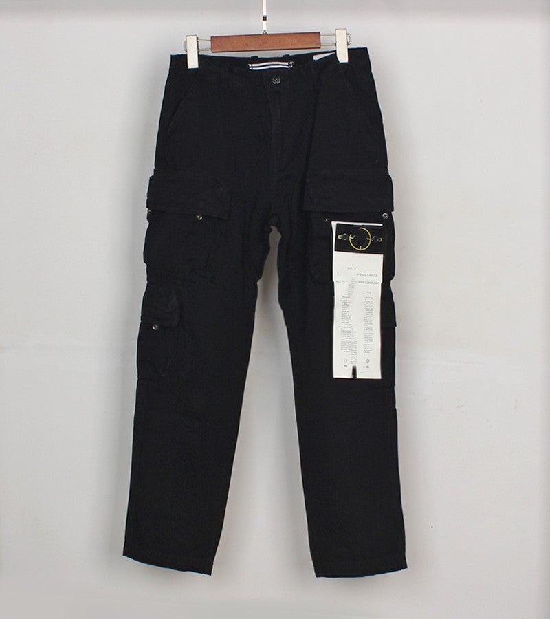 Stone Island Cargo Trousers Multi-Pocket Badge Pants black  - Image 1