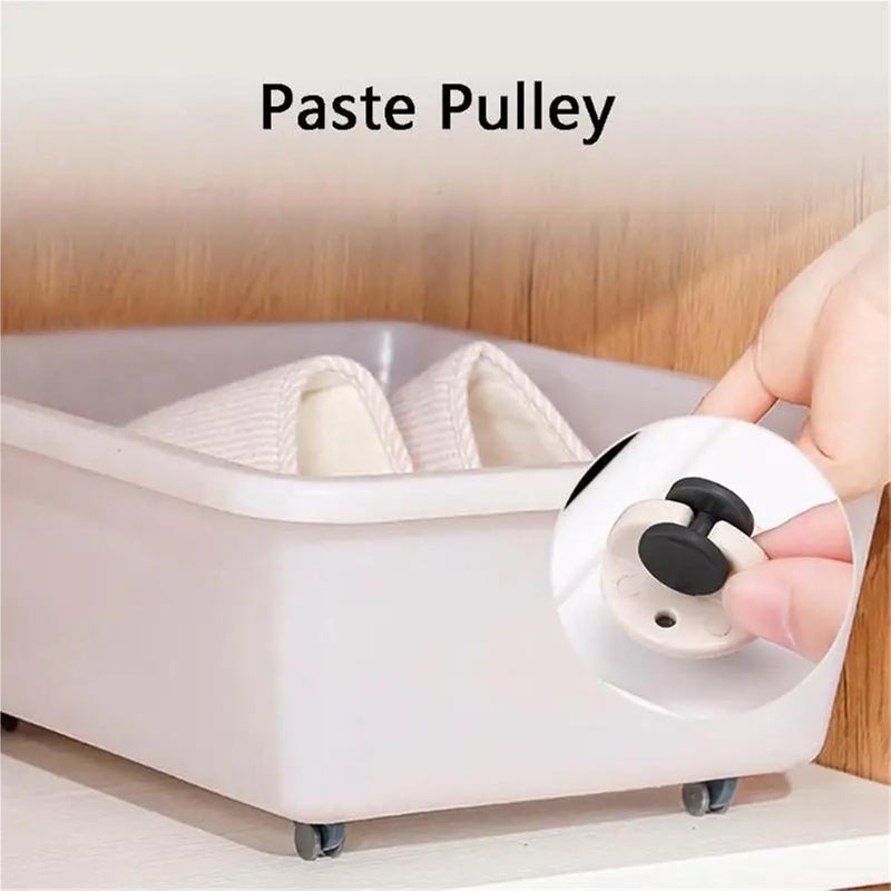 Self Adhesive Caster Wheels 10 Pack Universal Furniture Rollers For Beige Trash Can Storage Box - Image 3