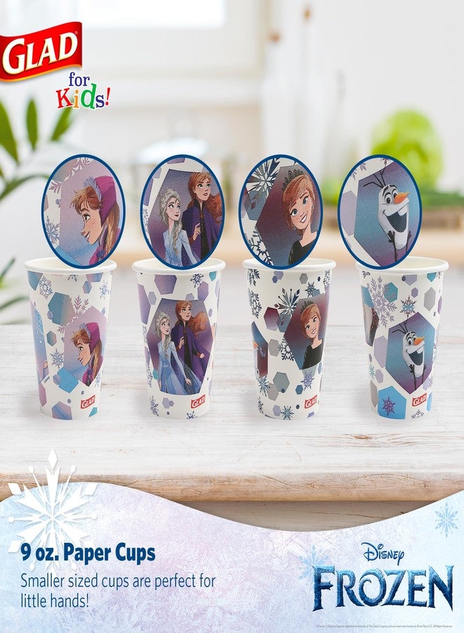 Glad for Kids Disney Frozen Disposable Paper Cups, Anna and Elsa - Heavy Duty, Soak Proof, Kid-Friendly Paper Cups for Drinking and Everyday Use, 9 Ounce, 24 Count - Image 2
