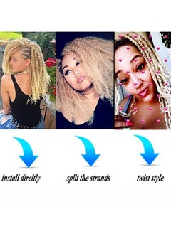 Sharopul Sharopul 3little pcs/pack Kinky Curl 12 Inch Afro Kinky Twist Hair Soft Synthetic Crochet Braiding Hair Extention (12inch Blonde)  - Image 2