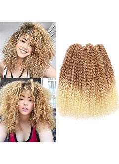 Sharopul Sharopul 3little pcs/pack Kinky Curl 12 Inch Afro Kinky Twist Hair Soft Synthetic Crochet Braiding Hair Extention (12inch Blonde)  - Image 1
