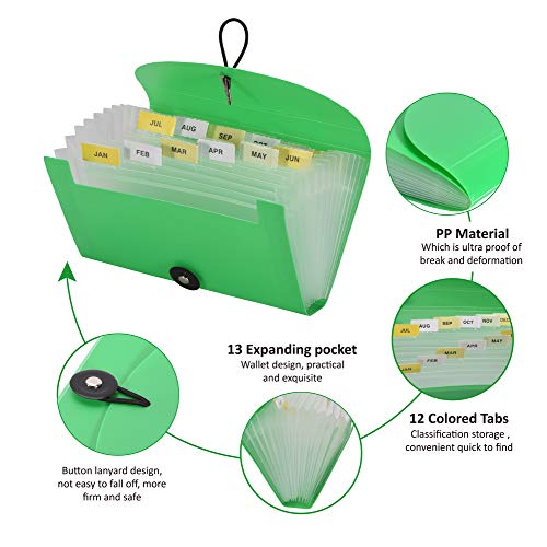 SEEKIND Expanding File Folders 4 Pack, 7.1" 4.2" Receipt Organizer Folder Accordion Folder Document with 13 Pocket for Office,Cards,Tickets-Water Resistant - Image 3