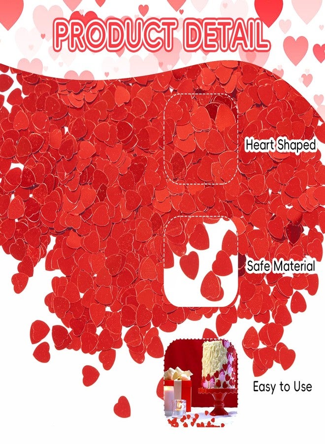 Jocomoni 1500pcs/50g Valentines Day Hearts Confetti Decorations, Red Metallic Foil Heart Table Confetti Glitter Heart Sequins for Valentine's Day Wedding Birthday Party Home Decoration - Image 3