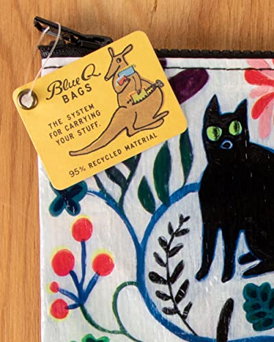 Blue Q Black Cat Zipper Pouch by Blue Q. Great for organizing larger bags. Features a sturdy chunky zipper, easy-to-wipe-clean, made from 95% recycled plastic. 7.25"h x 9.5"w - Image 3