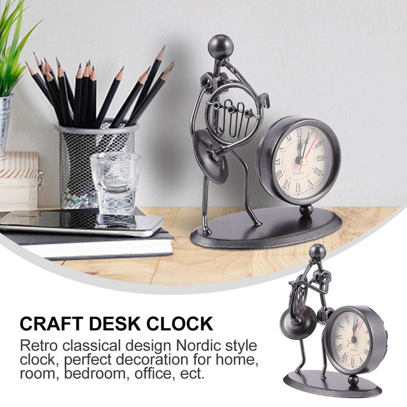 Vintage Clock Iron People Model Clock Clock without Battery for Home - Image 2