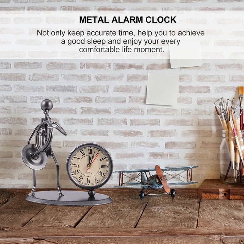 Vintage Clock Iron People Model Clock Clock without Battery for Home - Image 3