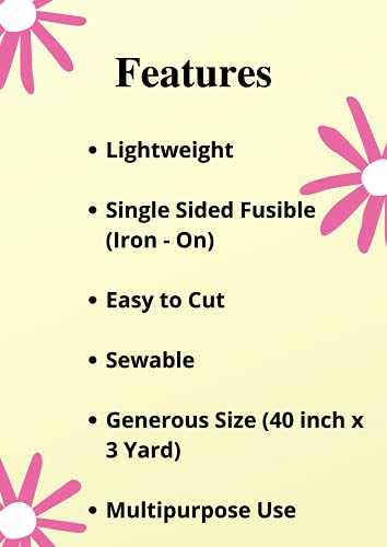 MAROBEE White Fusible Interfacing Lightweight Non-Woven for Sewing and Quilting Projects, Ultra Adhesive Bond Iron-On One Sided - Apparels and Face Masks, DIY Crafts (40 Inch x 3 Yard) - Image 3