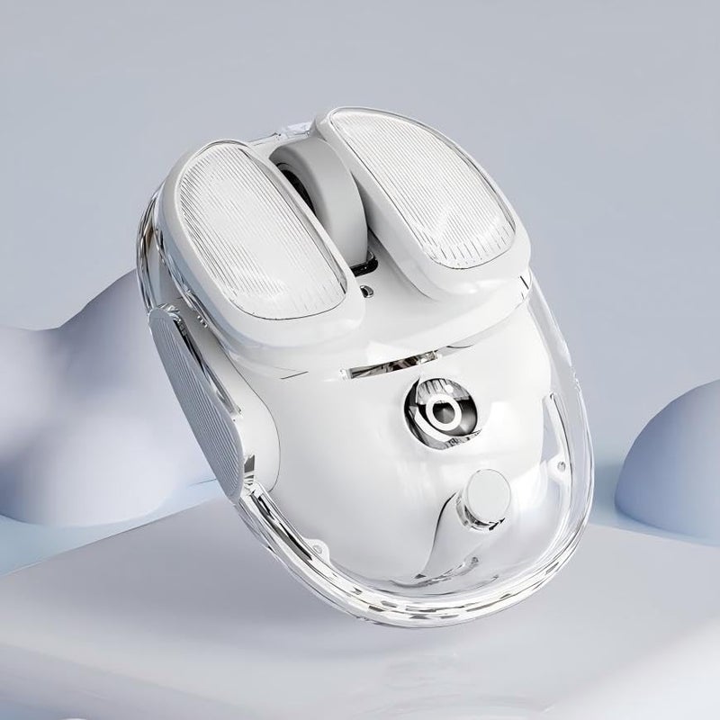 SEUNKWANG EWEADN Q9 Wireless Clear Mouse Dual Mode Bluetooth & 2.4G USB Computer Mouse with RGB Lighting, Silent Clicks, Multi-Device Compatibility for Laptop, PC, MacBook, iPad Cute Mouse-White - Image 1