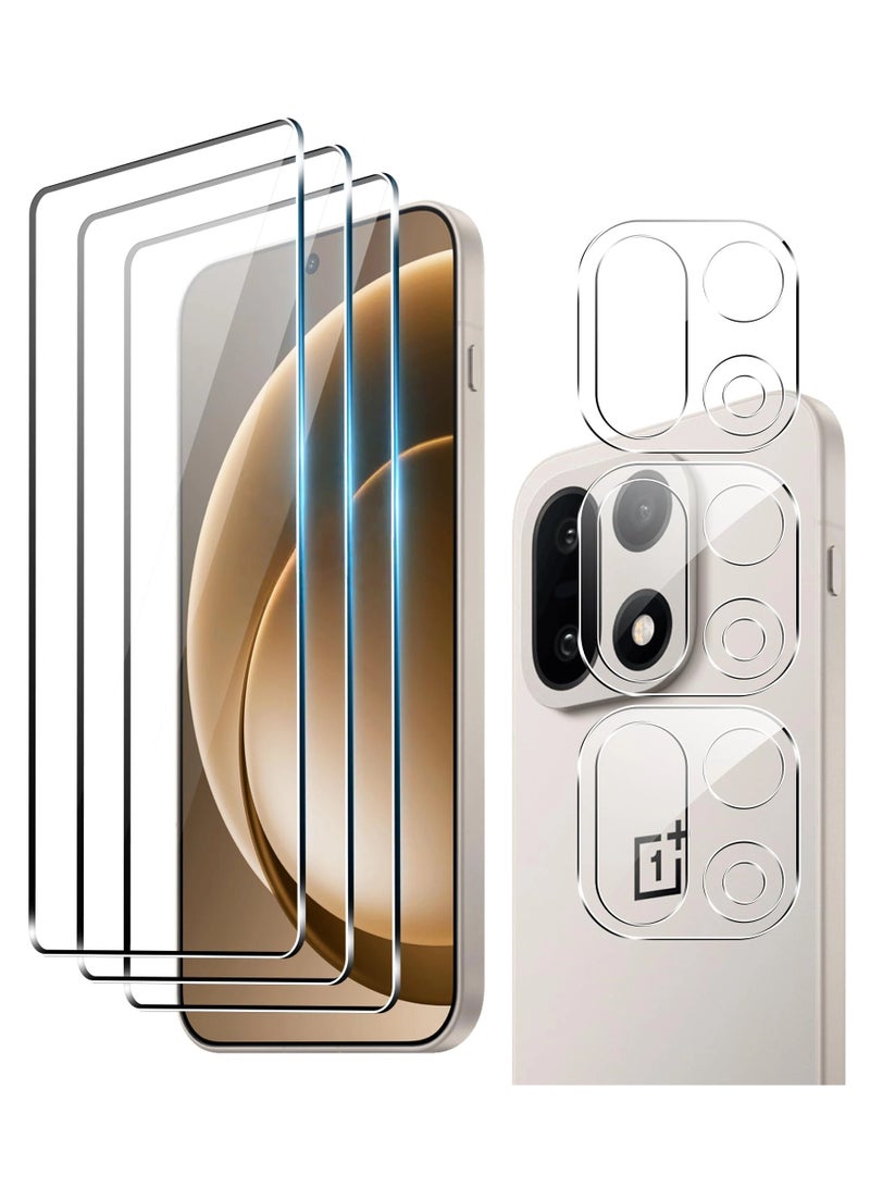 عام [3+3 قطع] واقي شاشة زجاجي مقوى وواقي عدسة كاميرا متوافقان مع ون بلس 15 5G، دعم فتح البصمة، صلابة 9H مقاوم للخدوش وخالي من الفقاعات. - Image 1