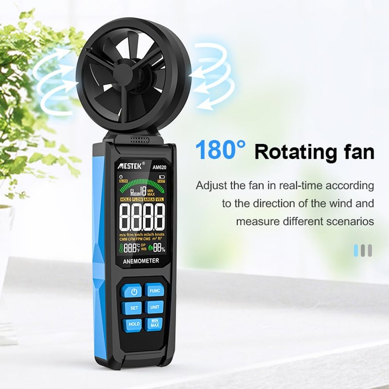 Digital Anemometer Handheld Wind Speed Meter with Color LCD Data Hold Low Battery Alert - Image 4
